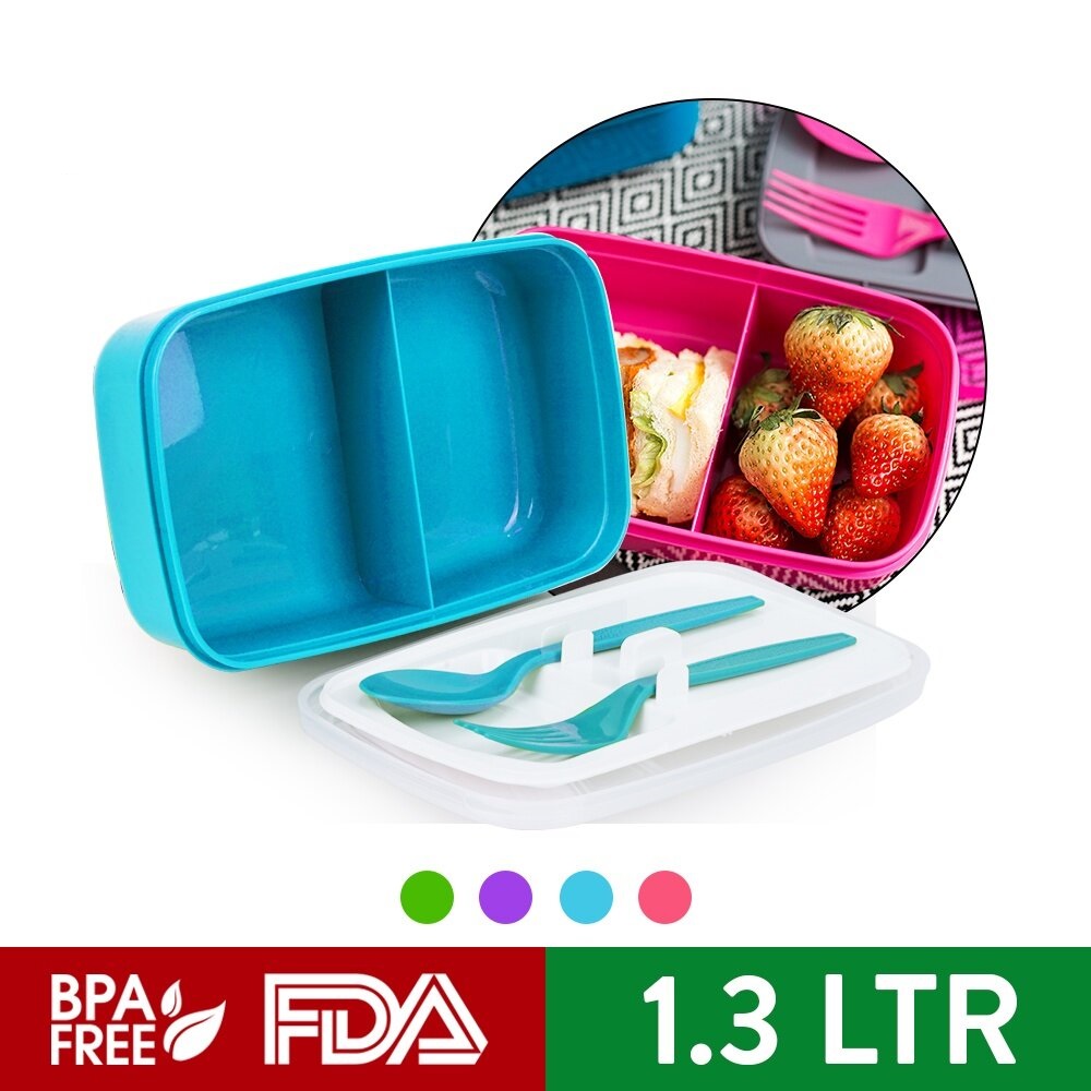 E-1227 / E-1228 1000ml / 1300ml 2 Compartment Bento Lunch Box - Elianware