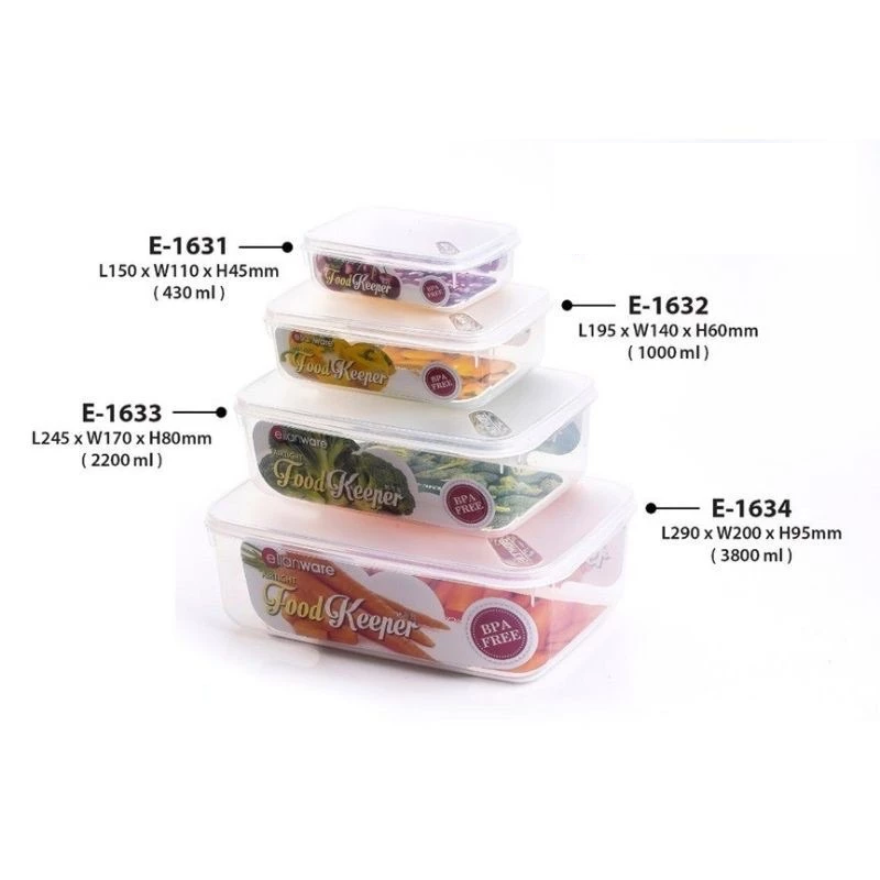 E-1631 / E-1632 / E-1633 / E-1634 430ml - 3800ml Airtight Food Keeper - Elianware