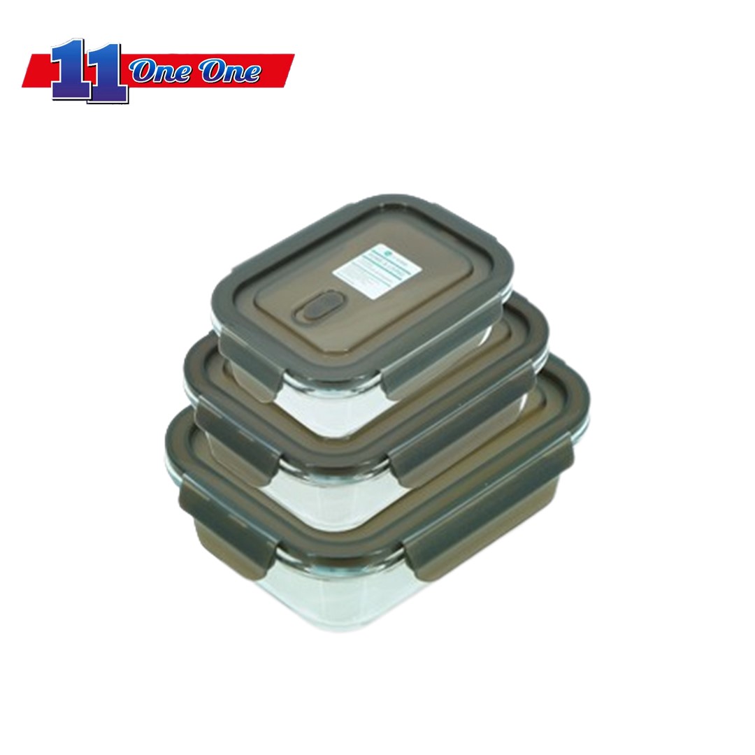 E-1661 / E-1662 / E-1663 350ml / 600ml / 950ml Borosilicate Rectangular Microwavable Glass Keeper - Elianware