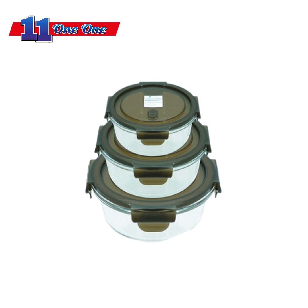 E-1670 / E-1671 / E-1672 350ml / 555ml / 835ml Borosilicate Round Microwavable Glass Keeper - Elianware