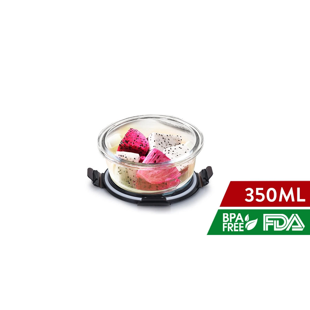 E-1670 / E-1671 / E-1672 350ml / 555ml / 835ml Borosilicate Round Microwavable Glass Keeper - Elianware