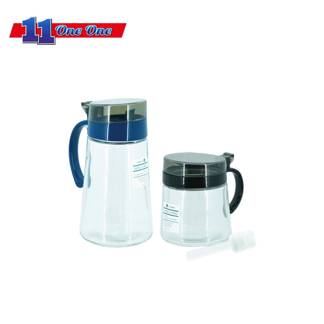 E-1686 / E-1687 350ml / 600ml Diamond Glass Spice Jar / Oil Dispenser - Elianware