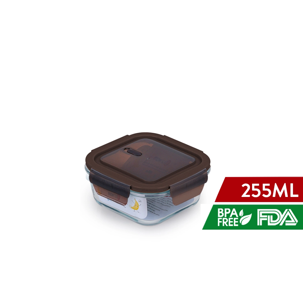 E-1667 / E-1668 / E-1669 225ml / 450ml / 700ml Borosilicate Square Microwavable Glass Keeper - Elianware