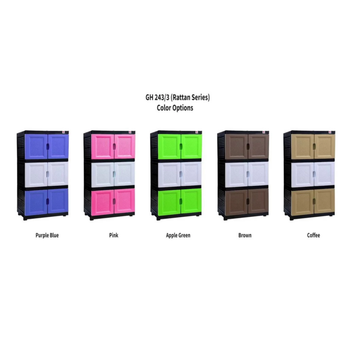 GH 243/3 3 Tier Rattan Series Storage Cabinet - Twins Dolphin